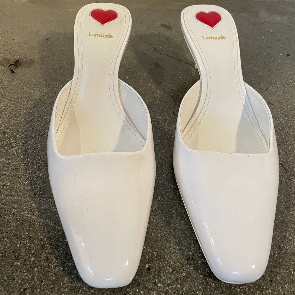 Super Cute Larroude Core White Amal Mule White Sz 9